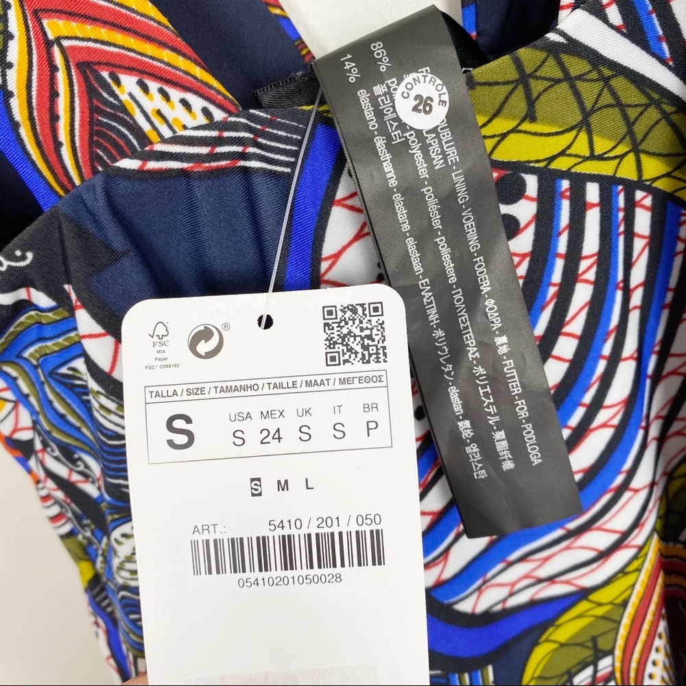 ZARA Floral Print Plunge One Piece Swimsuit S New - Picture 6 of 7